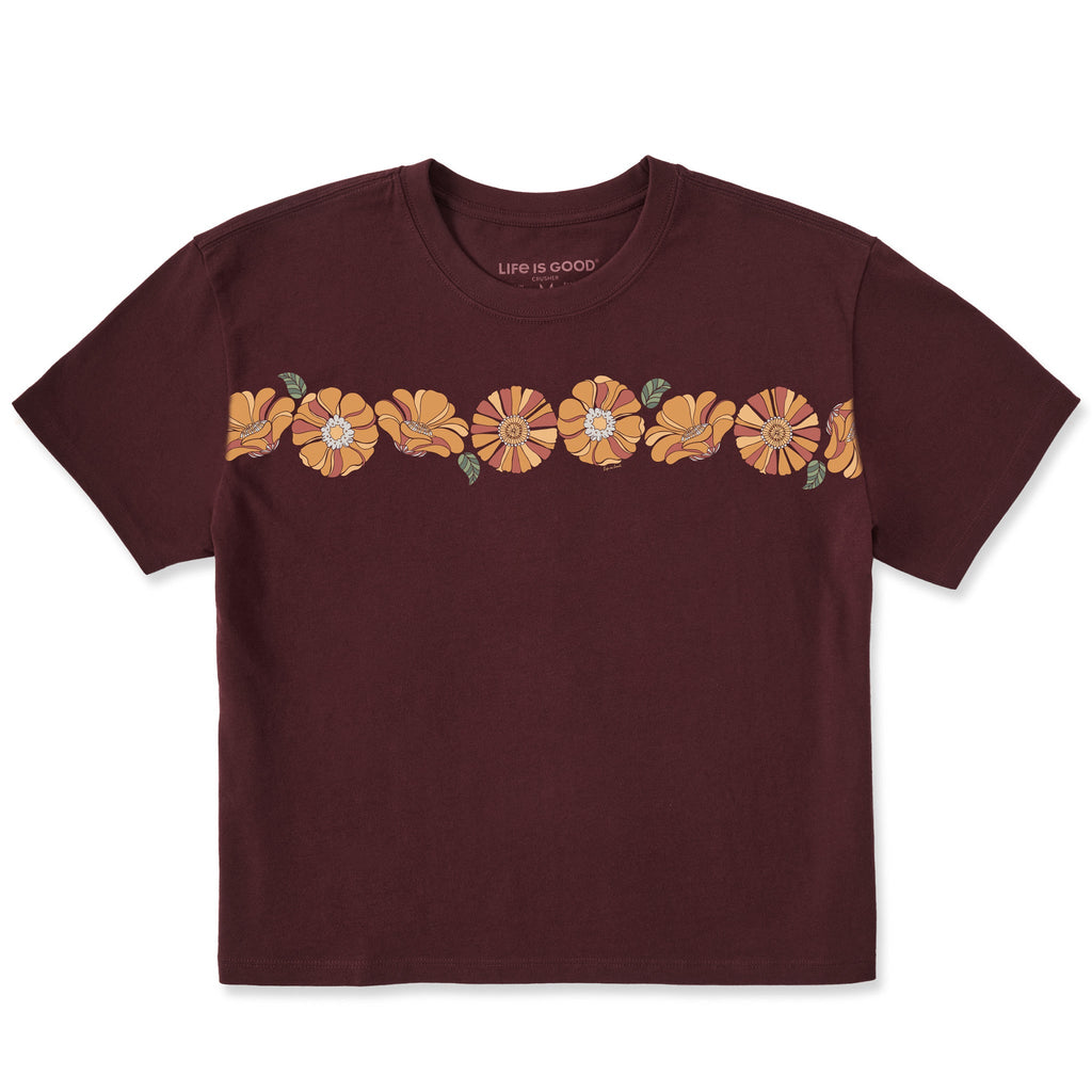 Women's Big Groovy Flowers Short Sleeve Crusher Boxy Tee product image 1