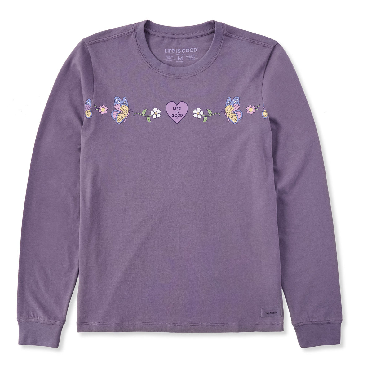 Women's Floral Butterfly Heart Long Sleeve Crusher Tee product image 1