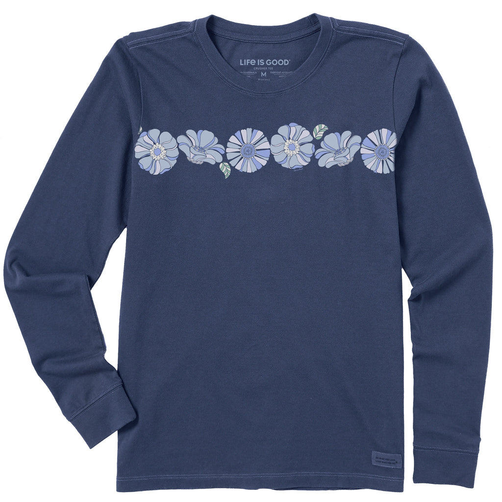 Women's Big Groovy Flowers Long Sleeve Crusher Tee product image 1