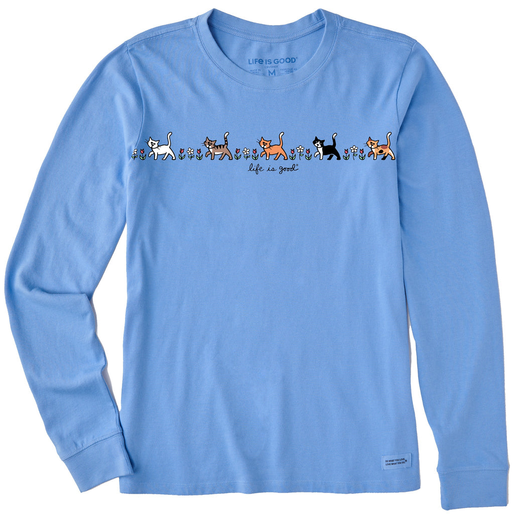 Women's Vintage Cats in Flowers Long Sleeve Crusher Tee product image 1