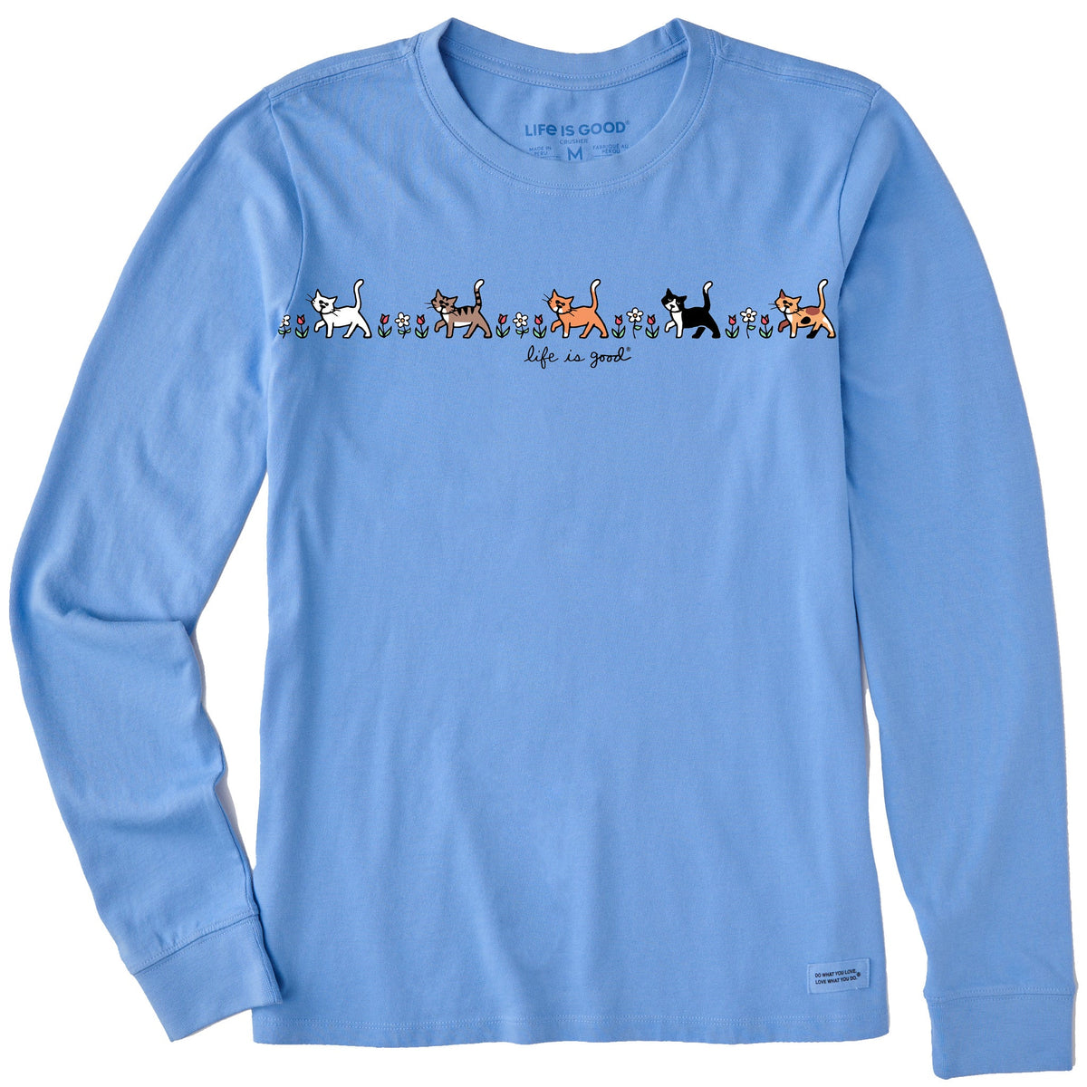 Women's Vintage Cats in Flowers Long Sleeve Crusher Tee product image 1