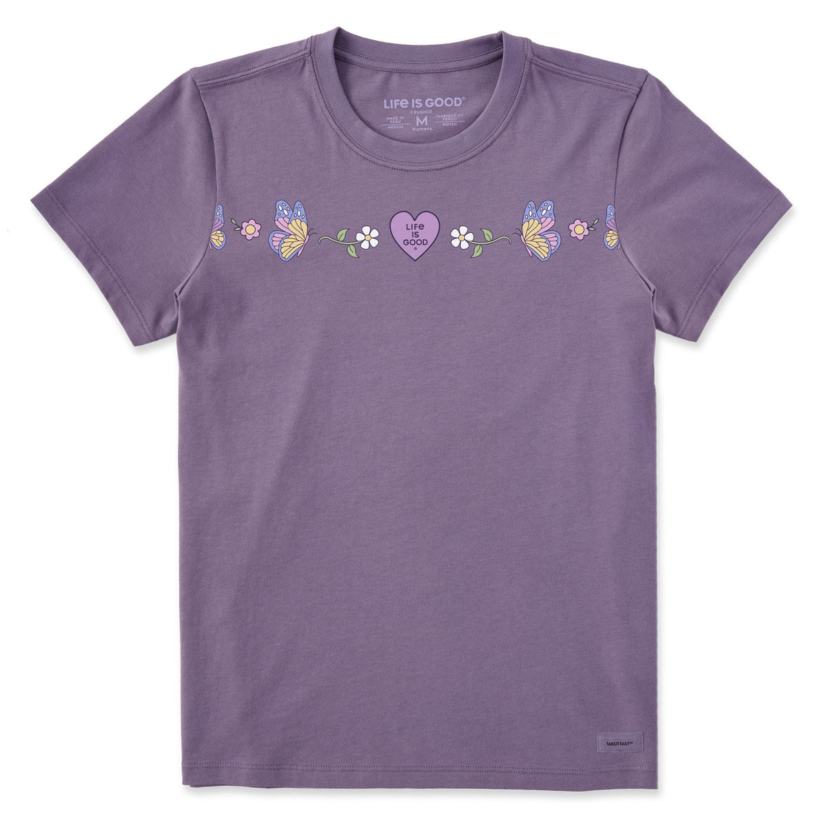 Women's Floral Butterfly Heart Short Sleeve Crusher Tee product image 1