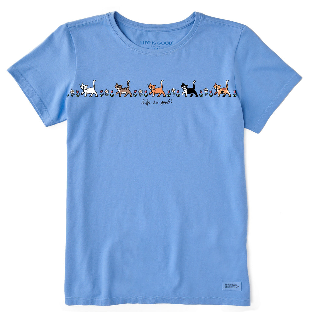 Women's Vintage Cats in Flowers Short Sleeve Crusher Tee product image 1