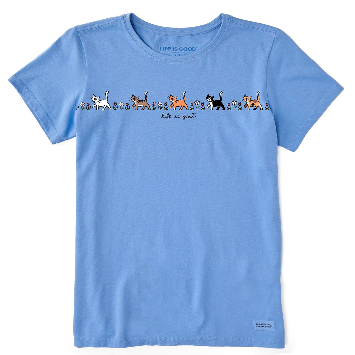 Women's Vintage Cats in Flowers Short Sleeve Crusher Tee product image 1