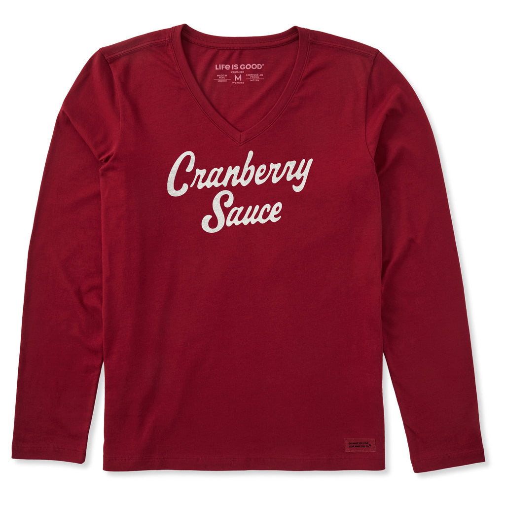 Women's Cranberry Sauce Script Long Sleeve Crusher Vee product image 1