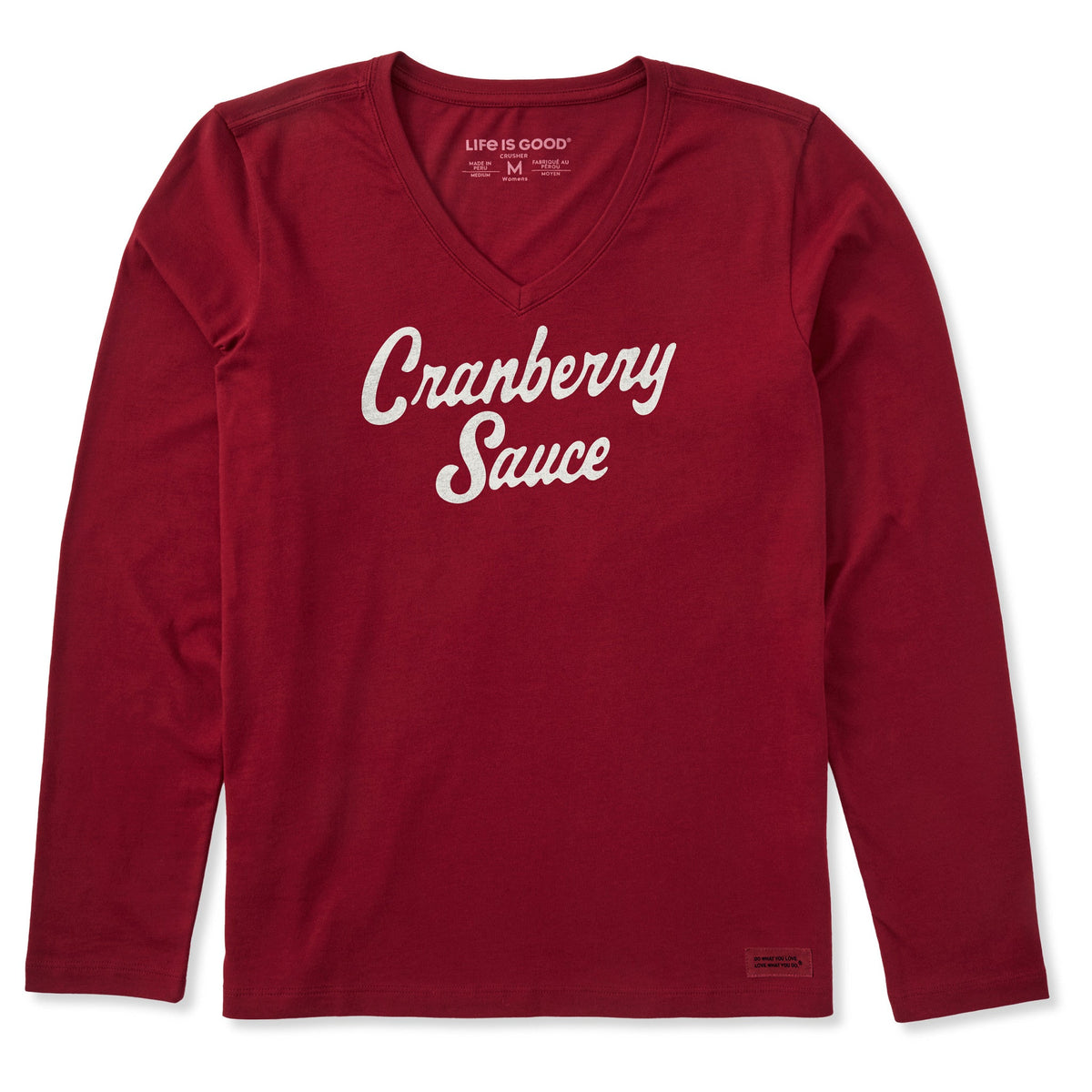 Women's Cranberry Sauce Script Long Sleeve Crusher Vee product image 1