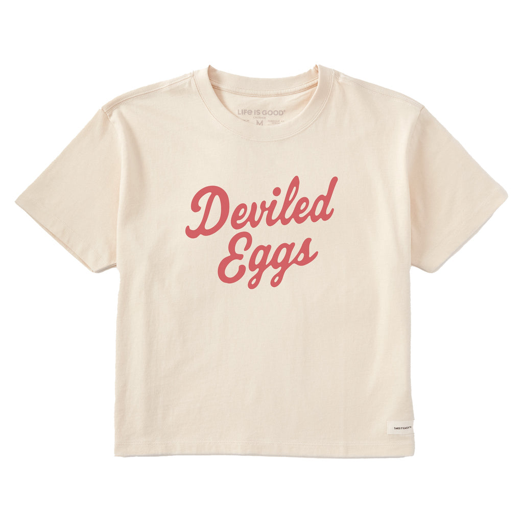 Women's Deviled Eggs Script Short Sleeve Crusher Boxy Tee product image 1