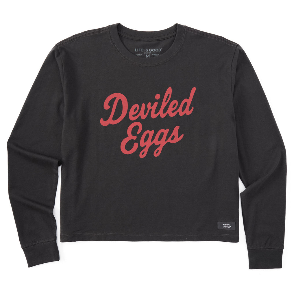 Women's Deviled Eggs Script Long Sleeve Crusher Boxy Tee product image 1