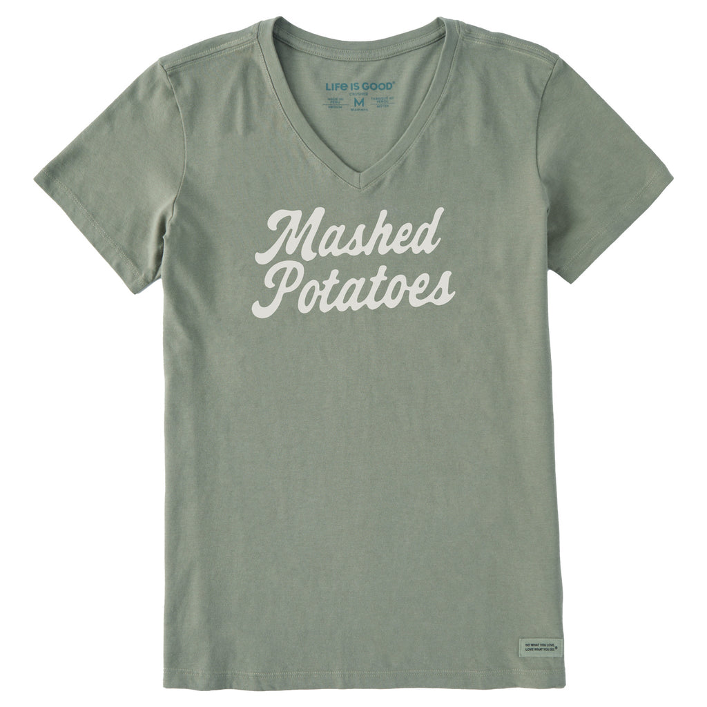 Women's Mashed Potatoes Script Short Sleeve Crusher Vee product image 1