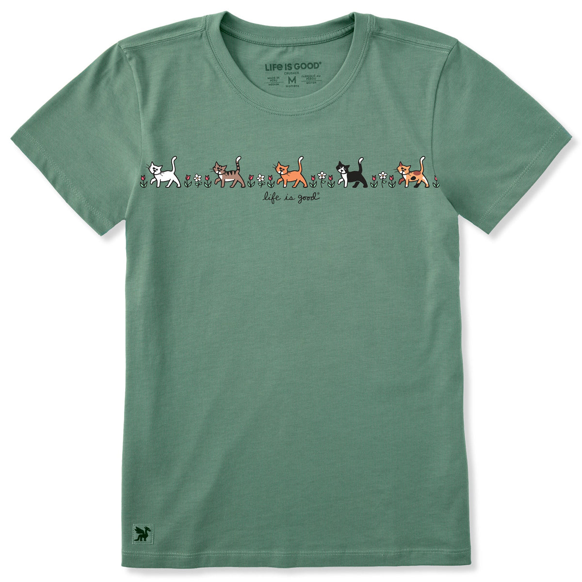Women's Vintage Cats in Flowers Short Sleeve Crusher Tee product image 7